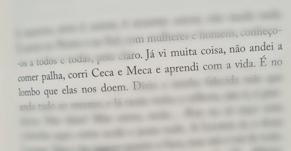 já vi muita coisa, não andei a comer palha, corri Ceca e Meca e aprendi com a vida.  É no lombo que elas nos doem